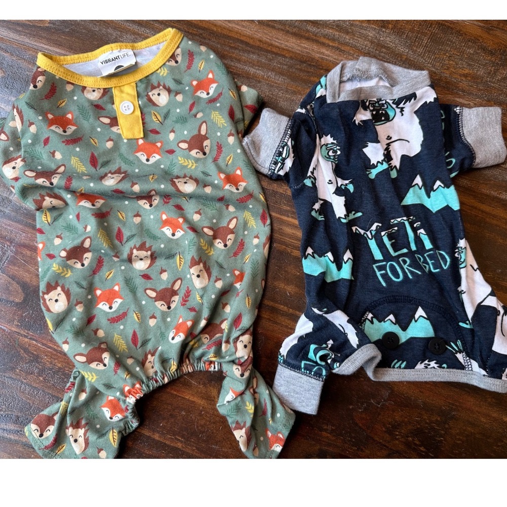 Vibrant Life & Lazy One Dog Pajamas Bundle Small Woodland Yeti 2pc Set